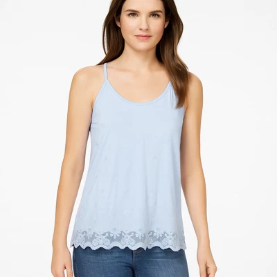 Regata American Rag Juniors bordada malha balanço azul claro tamanho G - Imagem 1 de 4