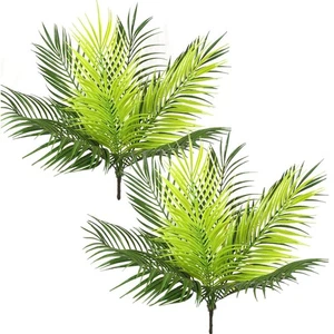 Artificial Plants, Fake Palm Tree Tropical Shrubs 2 Pack, Plastic Greenery Fa... - Picture 1 of 9