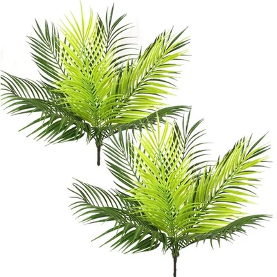 Artificial Plants, Fake Palm Tree Tropical Shrubs 2 Pack, Plastic Greenery Fa... - Image 1 of 4
