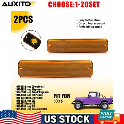 Luces marcadoras laterales delanteras ámbar izquierda derecha para camioneta Jeep J10 J20 72-86 2-10X Foto 1 de 4