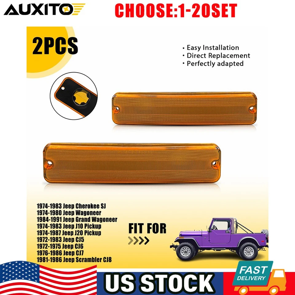 Luces marcadoras laterales delanteras ámbar izquierda derecha para camioneta Jeep J10 J20 72-86 2-10X Foto 1 de 4
