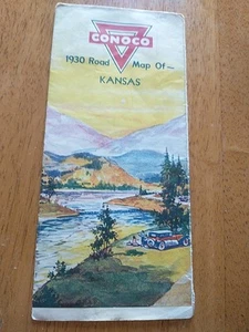 Vintage 1930s Travel Kansas With Conoco Road Map - Picture 1 of 10
