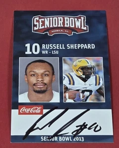Russell Sheppard Auto 2013 Senior Bowl LSU Tigers RC Firmado Tampa Bay Buccaneers - Imagen 1 de 2