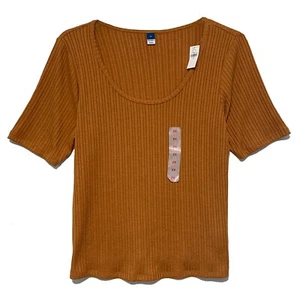 Old Navy, dunkelgoldenes Kurzarm Rippstrick Top mit Stretch, Gr. 2X - Bild 1 von 4