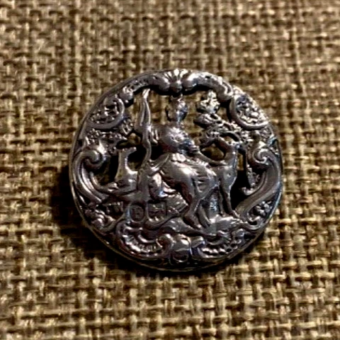 Antique 1890 Art Nouveau Sterling Silver Button Greyhound Dog Diana the Huntress Cover