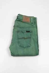 39020 Nudie Jeans Thin Finn Org. Icon Green Green Men Jeans size 30/34 - Picture 1 of 7