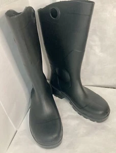 DUNLOP 86776 Rubber Safety Boot, Unisex, size 10, Knee, Black, Pair, New - Picture 1 of 8