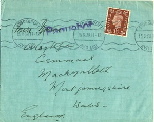 Great Britain 1938 Cover Paquebot Stockholm AVG LBR to Machynlleth Wales - Photo 1/1