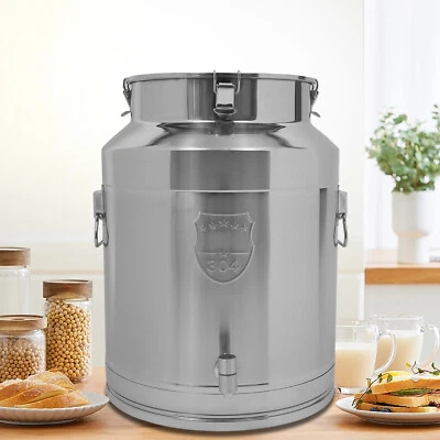 Barril redondo de grado alimenticio 64L cubo de leche de acero inoxidable jarra de leche lata sellada Foto 1 de 4