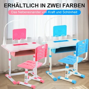 Kinderschreibtisch höhenverstellbar Jugendschreibtisch Schreibtisch mit Stuhl - Bild 1 von 26