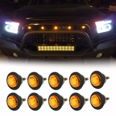 适用于丰田苔原塔科马 10x 3/4" 12V LED 侧标记灯圆形子弹琥珀色 — 第 1/4 张图片