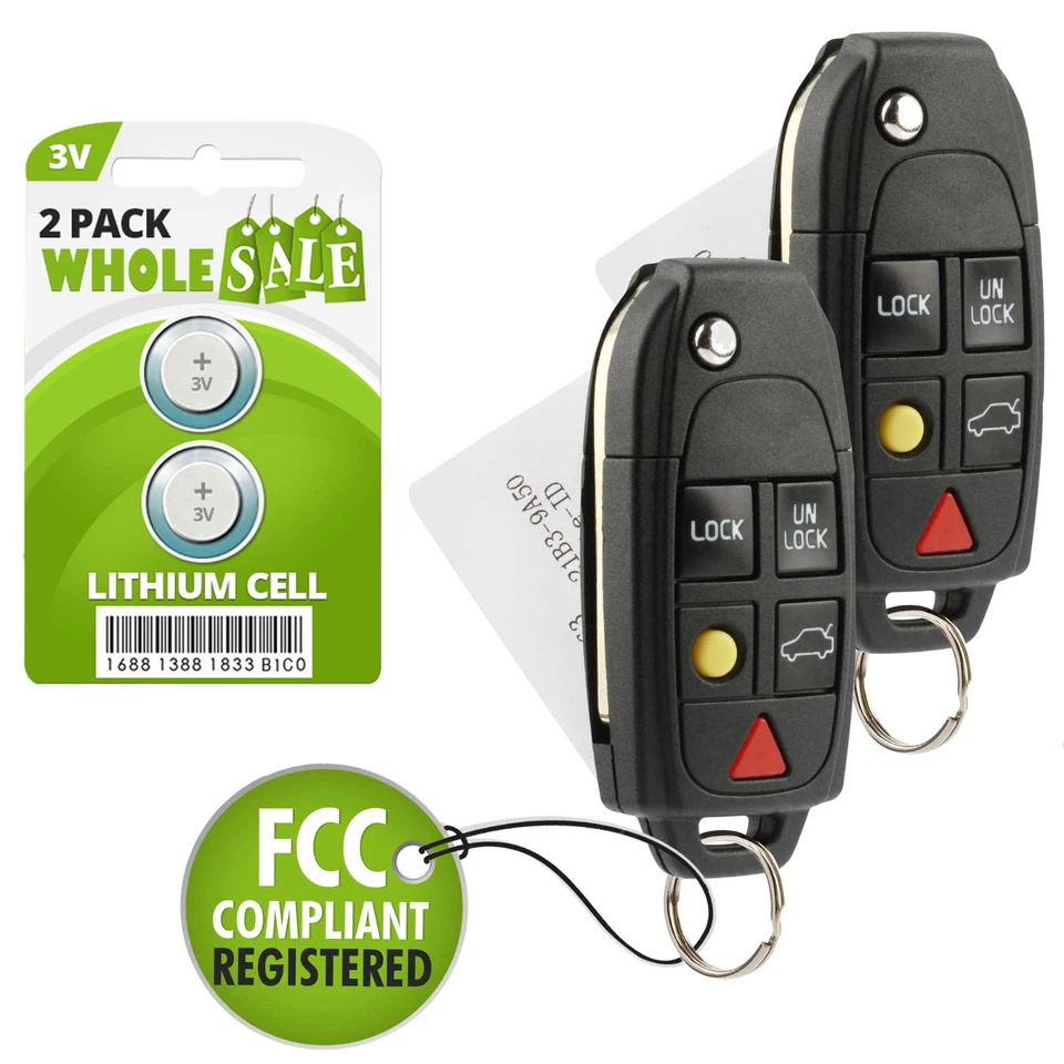 2 Replacement For 2004 2005 2006 2007 2008 2009 Volvo XC90 Key Fob Remote - Image 1 of 1
