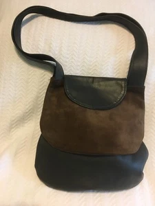 Dunkelbraune Umhängetasche Leder & Wildleder - Bild 1 von 3