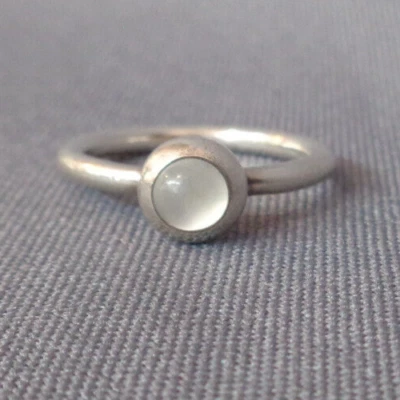 Pandora Sterling Silver Stack Ring Sz 7 Bezel Set Mother of Pearl Tiger Eye ALE - Image 1 of 4