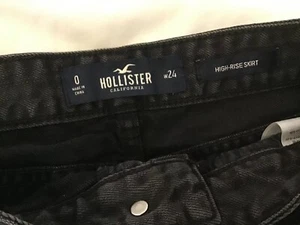 Mini Ripped Denim Skirt. Hollister Ladies Black Extreme Good Condition Size  W24 - Picture 1 of 5