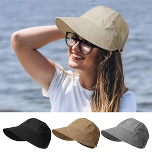 Women Summer Sun Hat Ponytail Wide Brim Sun UV Protection Travel Cap New - Bild 1 von 16