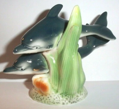 DELPHIN DELFIN - KERAMIK Imitat - Spielend - Dolphin - Figur Tischdeko FunnyNr.1 - Bild 1 von 3