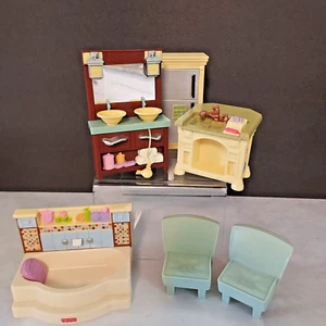 Fisher Price Loving Family 2008 Dollhouse Furniture Chairs Kitchen Bathroom 6 pc - Picture 1 of 7