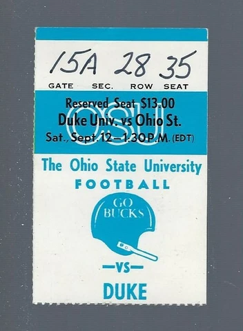 VINTAGE 1980 DUKE BLUE DEVILS @ OHIO STATE BUCKEYES FOOTBALL TICKET STUB Cover