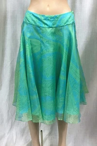 Authentic Ralph Lauren Black Label 100% Silk Size 6 Green Blue Print Skirt $598 - Picture 1 of 10