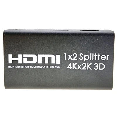 HDMI Splitter 1 Input 2 Output 4K 2K Video Audio Dual Monitor 2 Way Display Hub - Image 1 of 4