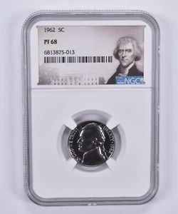 1962 Jefferson Nickel 5c PF68 NGC Special Label - Picture 1 of 5