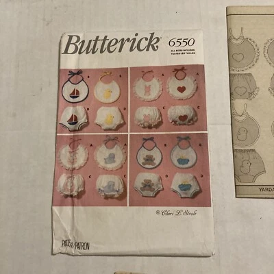 VINTAGE BUTTERICK INFANT'S BIBS & DIAPER COVERS # 6550  UNCUT - Image 1 of 4