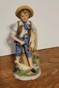 Homco #8881 Boy With Wheat And Chicken 8" Tall - Picture 1 of 3