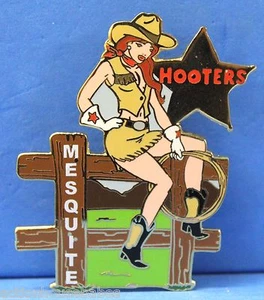 HOOTERS SEXY STAR RED HEAD RANCH COWGIRL MESQUITE TEXAS TX LAPEL PIN -FENCE ROPE - Picture 1 of 2