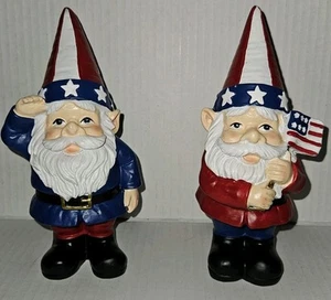 Juego de 2 gnomos patrióticos de resina 2019 8 pulgadas de alto 4 de julio - Imagen 1 de 10