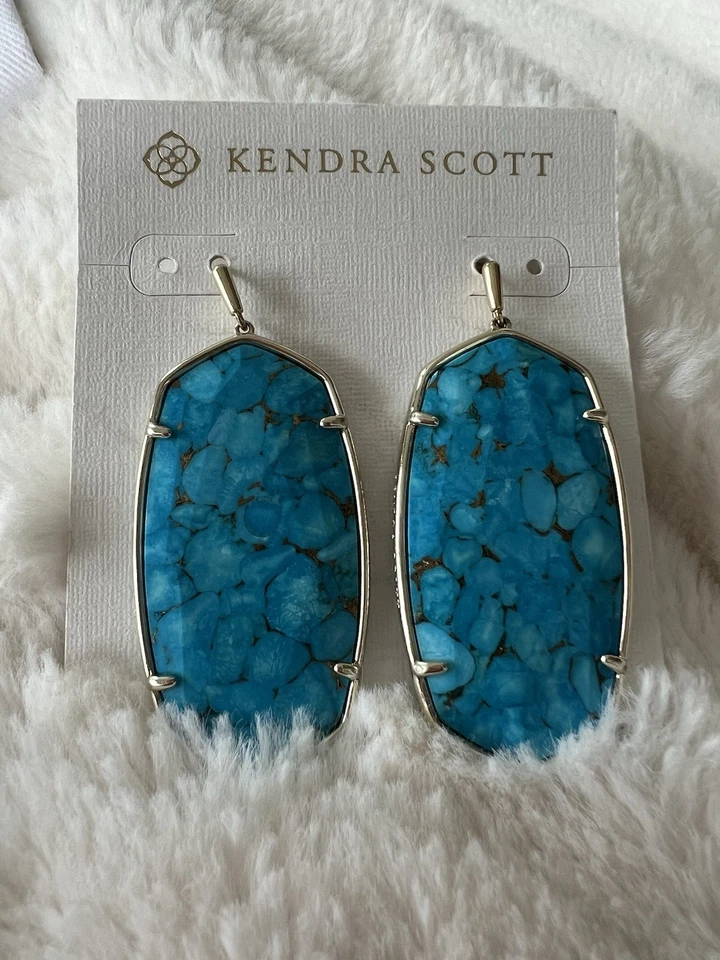 Kendra Scott Elle Drop Earrings in Bronze Veined  Turquoise NWT - Image 1 of 1