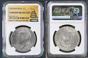 Moneta EISENHOWER $1 Bi Centenario D Mint GEM NON CIRCOLATA NGC - Foto 1 di 7