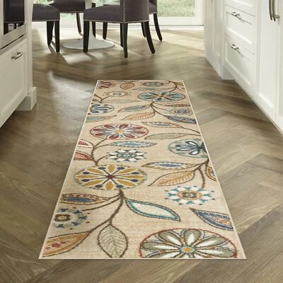 Maples Rugs Reggie Floral Runner Rug - Made in USA - Washable, Non Slip Mats ... - Image 1 of 4