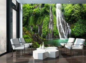 Jungle Wallpaper Waterfall Wall Mural Rainforest Decor Custom Paper Poster - Picture 1 of 13