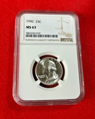 1942 US SILVER QUARTER NGC MS 63 - Image 1 of 2