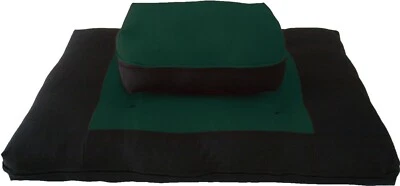 Zafu Zabuton Meditation Yoga Posture Exercise Cushions, Sit Kneel Hunter/Black - Image 1 of 2