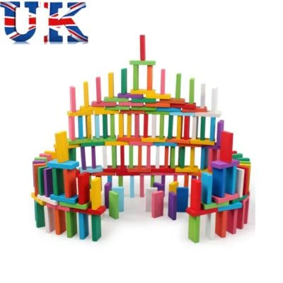 480 pcs Colourful Dominoes Wooden Building Block Stacking Racing Game Kits TOYS. - Image 1 of 4