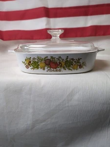 Vintage Corning Ware B-8 1/2-B Spice of Life L'ECHALOTE Auflaufform mit Deckel - Bild 1 von 22