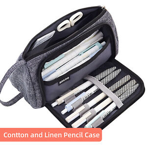 Cute Pencil Box Bag Big Storage Pencil  with Pen Slot Mesh Pocket T5W5