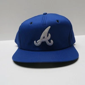 VINTAGE Atlanta Braves Hat Cap Snap Back Blue White Baseball Adjustable Mens 90s - Picture 1 of 7