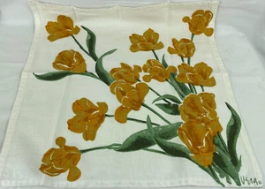 Vintage Mid Century Vera Neumann Napkins YellowFloral STYLIZED Lot 4 HIPPIE BOHO - Picture 1 of 5
