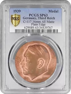 Germany - Third Reich bronze medal 1939, PCGS SP63, "Adolf Hitler 50th birthday" - Picture 1 of 2