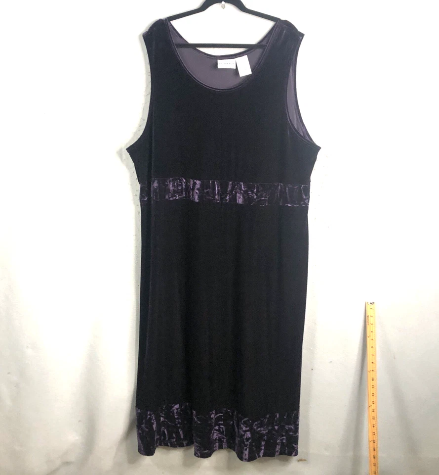 Maxi Vestido Vintage Terciopelo Púrpura Para Mujer 24W Talla Grande Retro Y2K Terciopelo Evento Foto 1 de 4