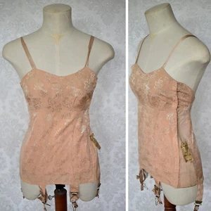Corset Corselet Dress Vintage 30’s New Burlesque Underwear Peach - Picture 1 of 11