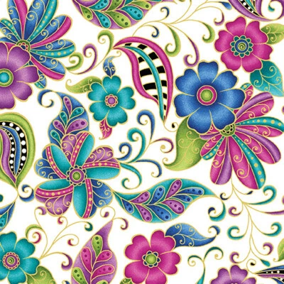 Tela de edredón de algodón floral de mariposas atractivas Benartex 13307M09B metálico  Foto 1 de 4