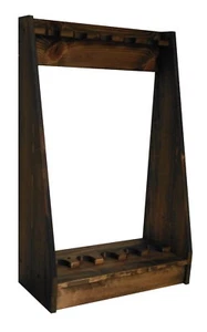 Rustic Pine Wooden 8 Place Vertical Long Gun Rack Rifle Storage Display - Picture 1 of 2