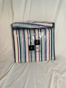 MAX STUDIO TWIN 2 PC Modern Striped Blue/Red/Green/White Cotton Quilt Set NEW - Picture 1 of 5