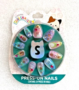 SQUISHMALLOWS ~ 24 Press On Nails ~ 3-D Art ~ Children’s ~ New - Picture 1 of 2