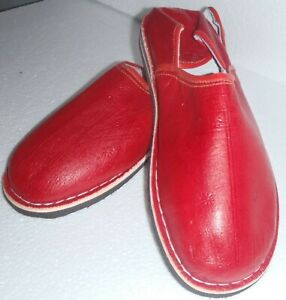 HAND CRAFTED * MOROCCAN LEATHER BABOUCHE Slippers  RED All Sizes