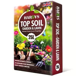 25L Organic Top Soil Garden Lawn Grass Plant Growing Soil Beds Borders Compost - Picture 1 of 8